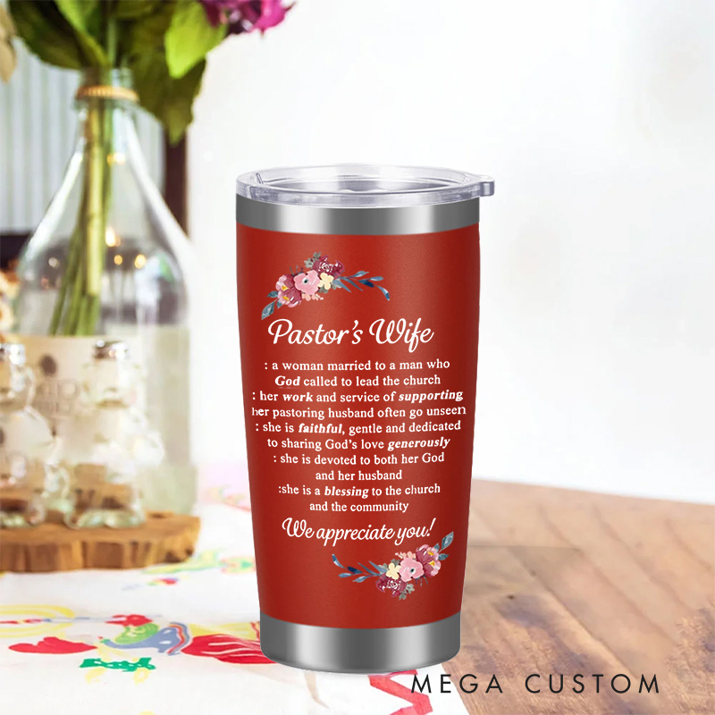 Personalized Pastor's Wife Definition Tumbler Bible Verse 20oz Tumbler with Name Stainless Steel Insulated Travel Mug Christian Gift