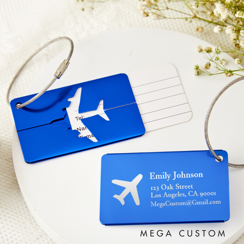 Personalized Metal Luggage Tag Gift for Vacation Bag ID Suitcase Tag Traveling Lovers Gift