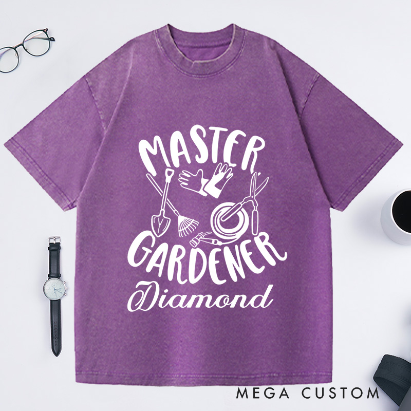 Personalized Master Gardener Washed T-Shirts Custom Gardener Shirt with Name Plant Lover Shirt Gardening Shirt Gardener Gift