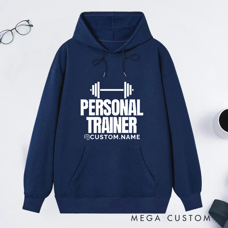 Personalized Trainer Classic Hoodies with Bold Dumbbell Logo for Fitness Enthusiasts Bodybuilders and Gym Lovers