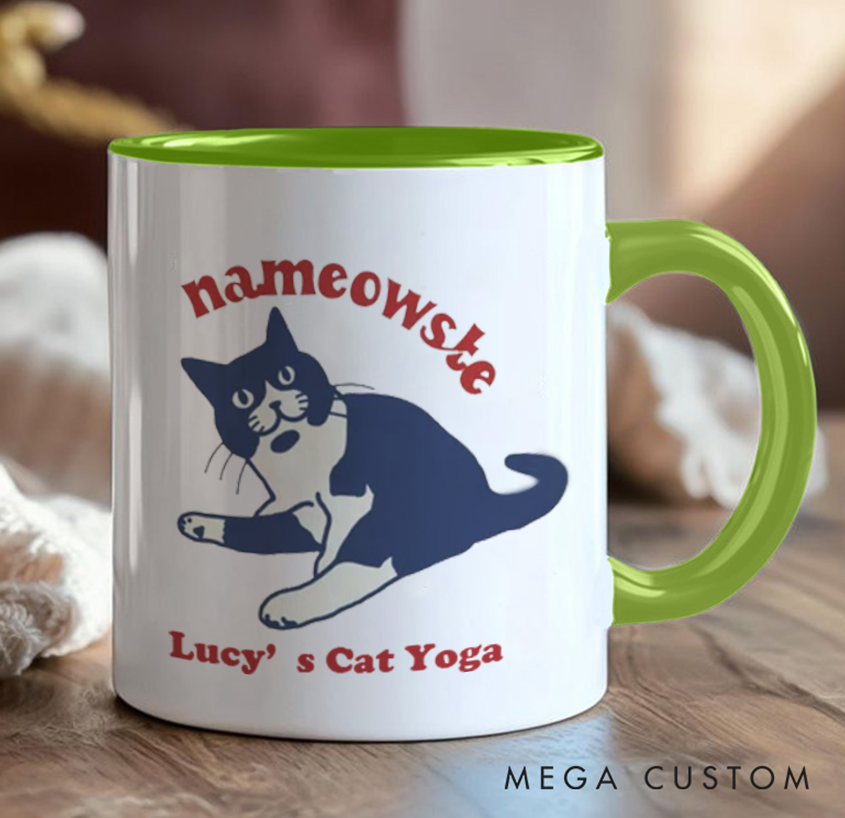 Personalized Cat Yoga Mug Funny Yoga Mug Custom Name Perfect Gift for Yoga Lover and Cat Lover
