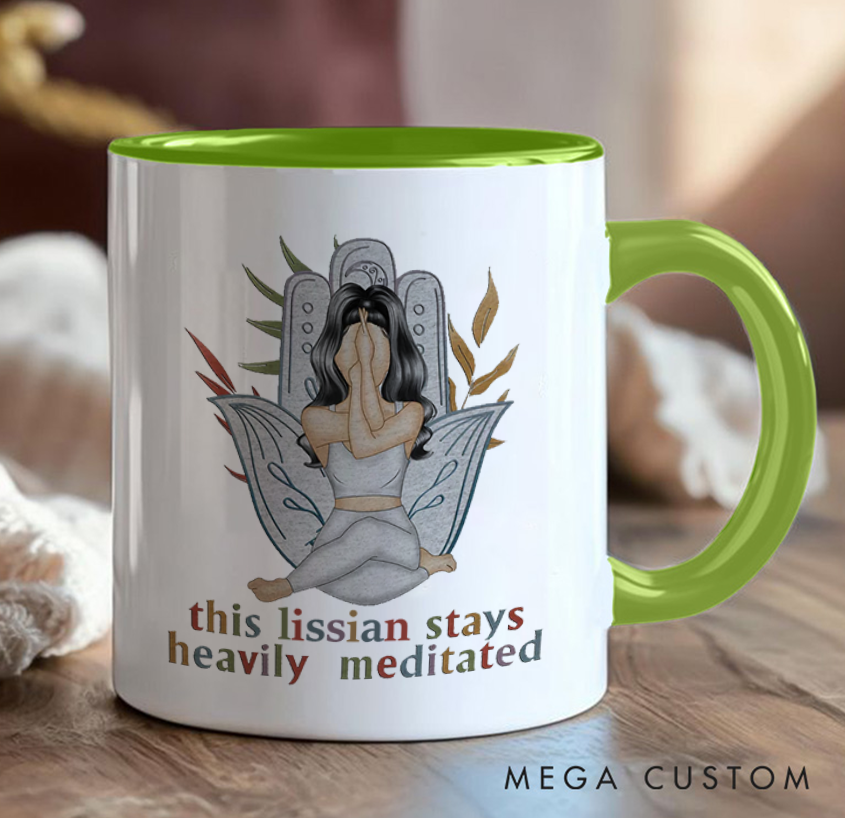Personalized Meditation Mug Artistic Yoga Mug Custom Name Perfect Gift for Yoga Lover