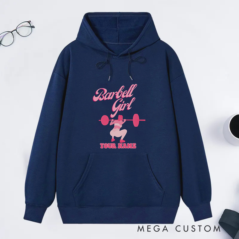 Personalized Gym Classic Hoodies with Pink Barbell Graphic for Fitness Enthusiasts Bodybuilders and Gym Lovers