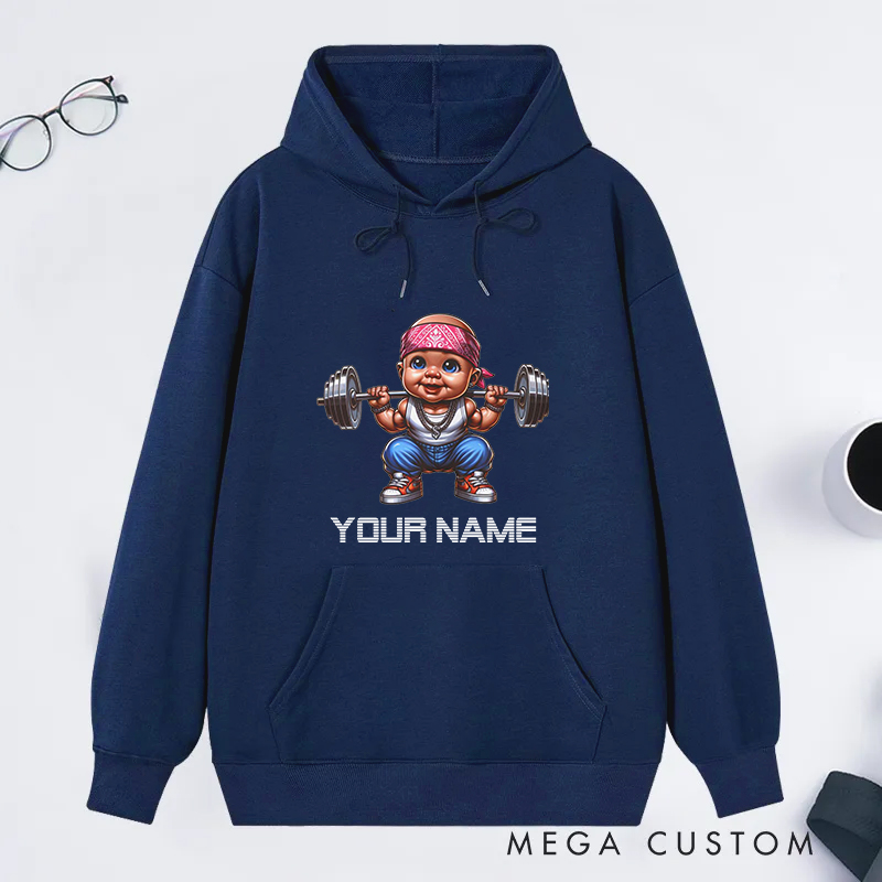 Personalized Fitness Classic Hoodies with Cute Baby Weightlifting Design for Fitness Enthusiasts Bodybuilders and Gym Lovers