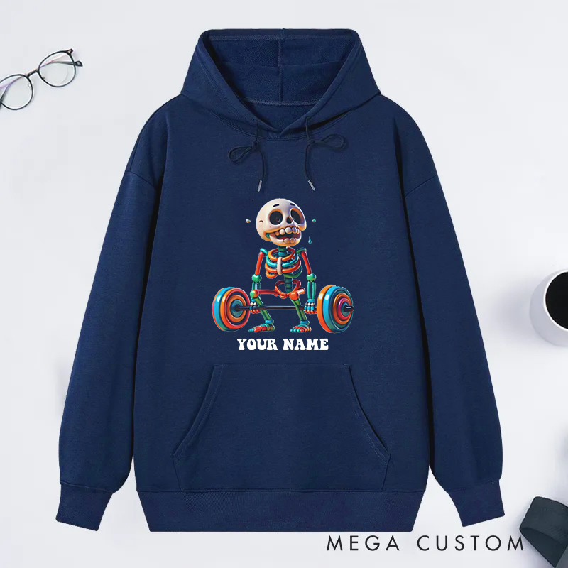 Personalized Fitness Classic Hoodies with Colorful Skeleton Weightlifting Design for Fitness Enthusiasts Bodybuilders and Gym Lovers