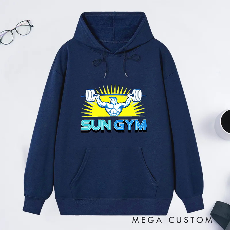 Personalized Fitness Classic Hoodies with Bodybuilder and Sunshine Logo for Fitness Enthusiasts Bodybuilders and Gym Lovers