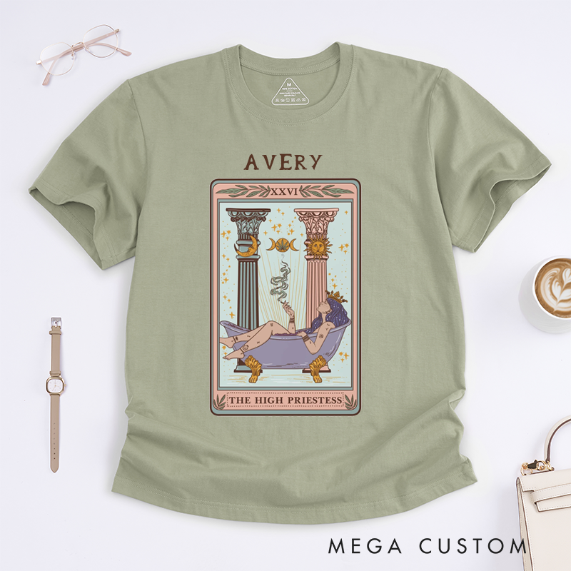 Personalized Tarot Lovers  High Priestess Tarot Card T-shirt Gift For Women