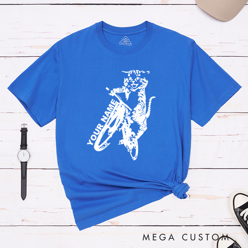 Personalized Cat Cyclist T-Shirt for Outdoor Adventures Riding Cycling Biking Enthusiasts