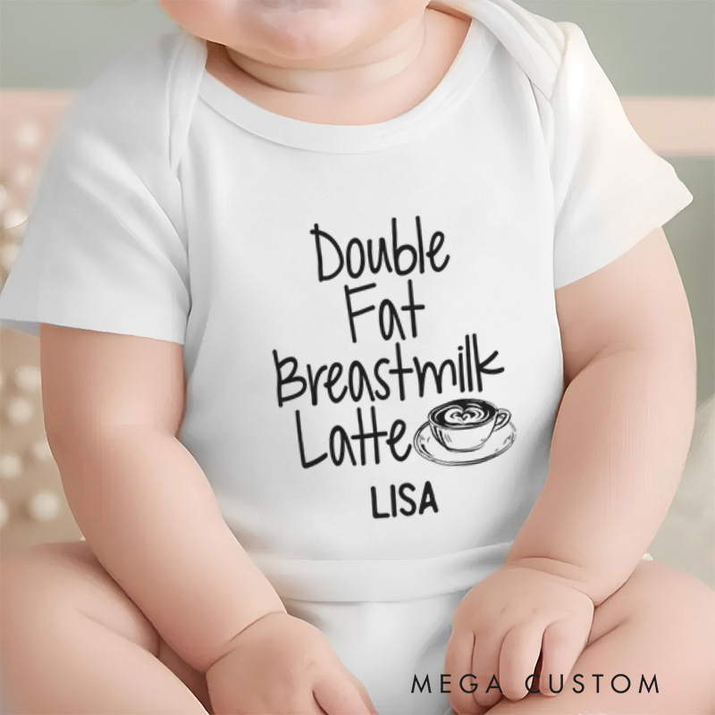 Personalized Double Fat Breastmilk Latte Humorous Parenting Design Baby Onesie