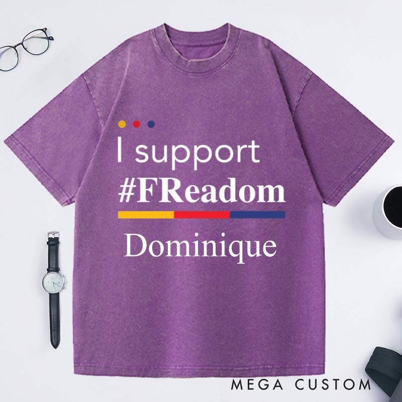 Personalized I Support FReadom Washed T-Shirts Librarian Reading T-shirt Bookish Tshirt Book Lover Shirt Gift