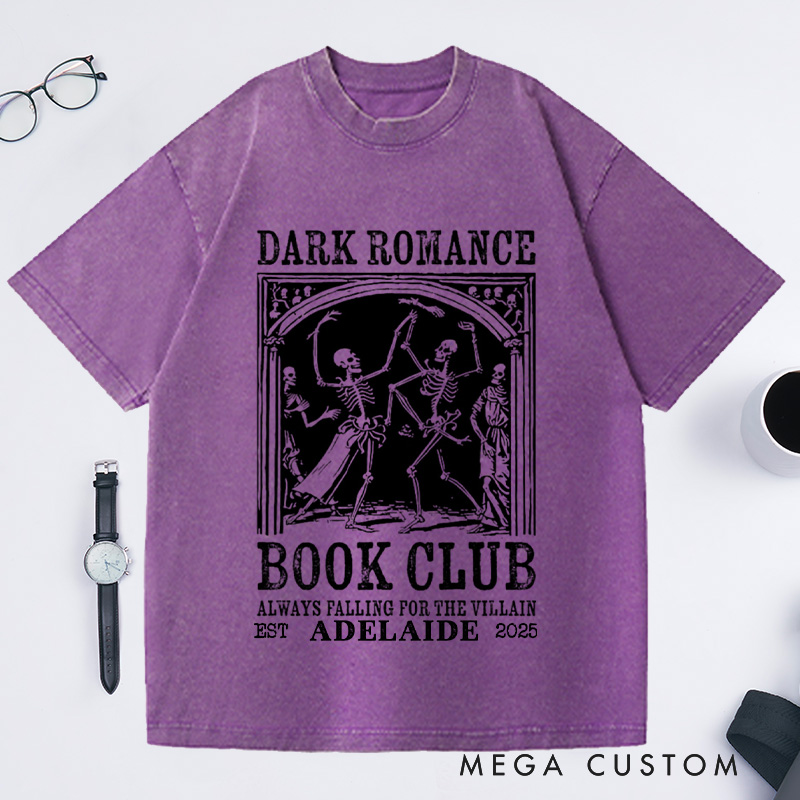 Personalized Dark Romance Book Club Washed T-Shirts, Trendy Literature Shirt Romance Book Shirt Dark Academia Tee Book Lover Gift