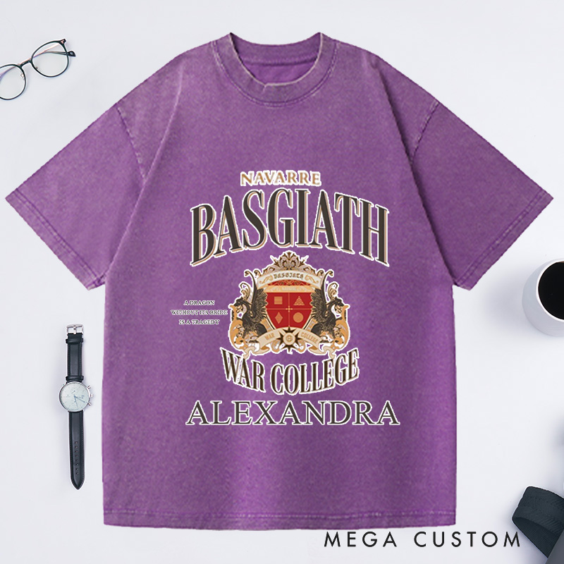 Personalized Basgiath War College Shirt Fourth Wing Washed T-Shirts Reading T-Shirt Birthday Gift for Book Lovers