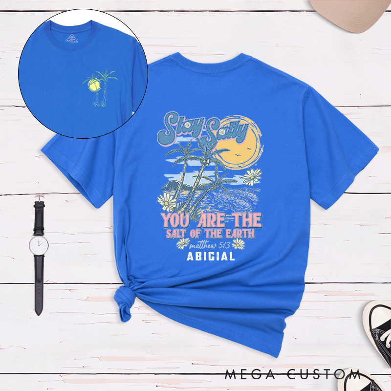 Personalized You Are the Salt of the Earth Classic Bible Verse T-Shirt Tropical Beach Theme Grace Gift Religious Birthday Gift for Christians