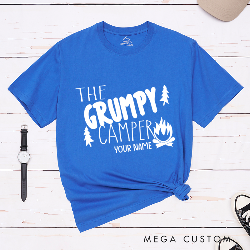 Personalized The Grumpy Camper T-Shirt Mountain Group Camping Hiking Travel Shirt Adventurers Lovers Gift