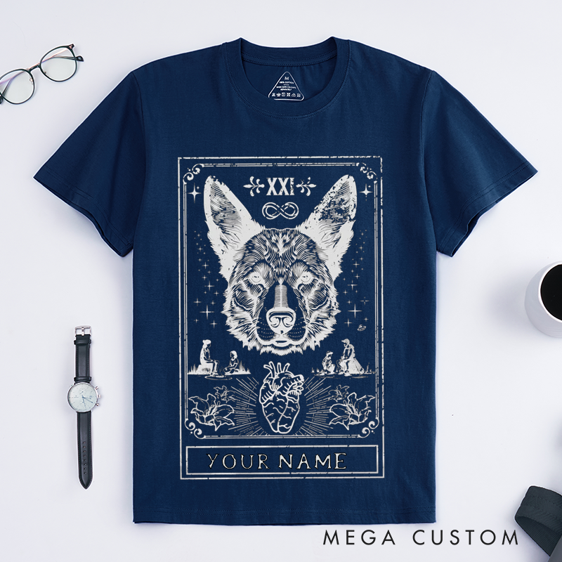 Personalized Tarot Lovers Classic T-Shirts Custom Name Australian Cattle Dog T-Shirt Clothing Gift for Friends Family