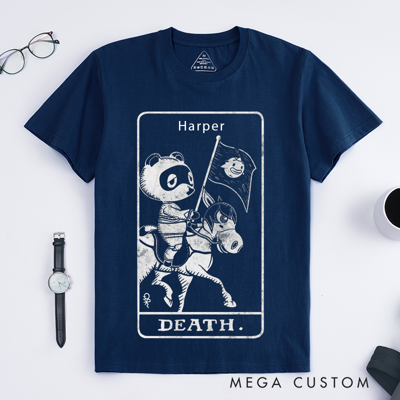 Personalized Tarot Lovers Classic T-Shirts Unique Death Card Design Gift for Friends Casual T-Shirts