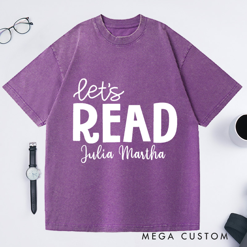 Personalized Reading Washed T-Shirts Librarian Shirt Book Lover Shirt