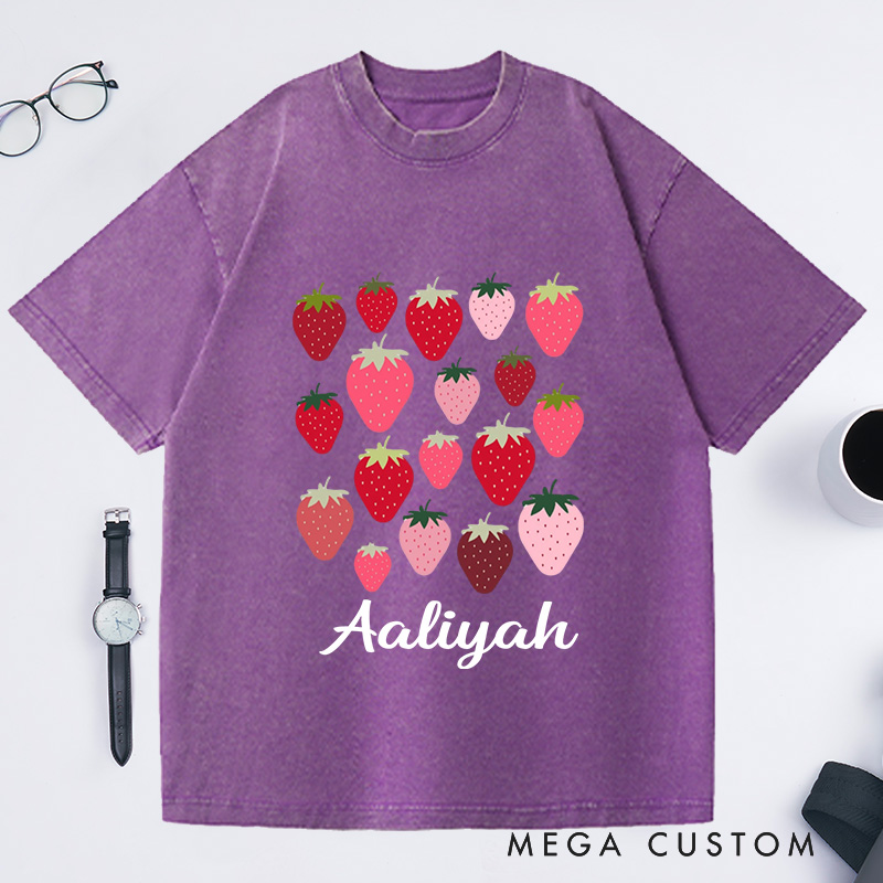 Personalized Strawberries Washed T-Shirts Aesthetic Shirt Strawberry Birthday Shirt Fruit Shirt Strawberry Shirt Plant Shirt Gardening Shirt Plant Lover