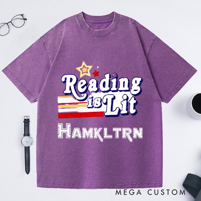 Personalized Reading Is Lit Washed T-Shirts Bookworm Literary Shirt Reading Shirts for Teachers Bookish Gifts English Teacher Shirt 