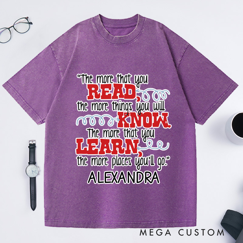 Personalized the More That You Read Washed T-Shirts Librarian T-Shirt Reading Shirt Book Lover Shirt Librarian Shirt