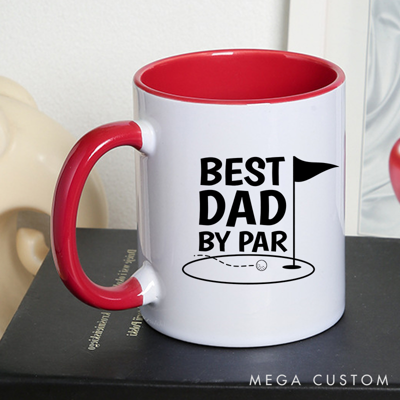 Personalized Golf Mug with Customizable Title Thoughtful Gift for Golf Enthusiasts Durable Ceramic Mug with Two Tone Handle and Stylish Golf Design