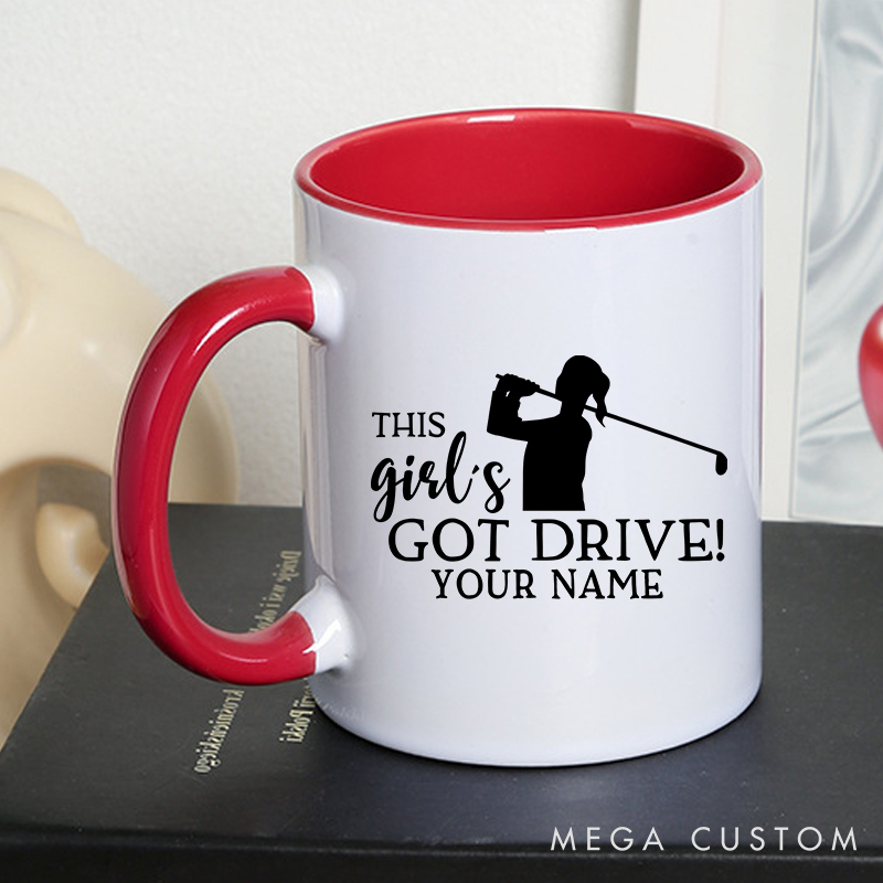 Personalized Golf Mug with Custom Name This Girl’s Got Drive Inspirational Golf Design for Women Golf Enthusiasts