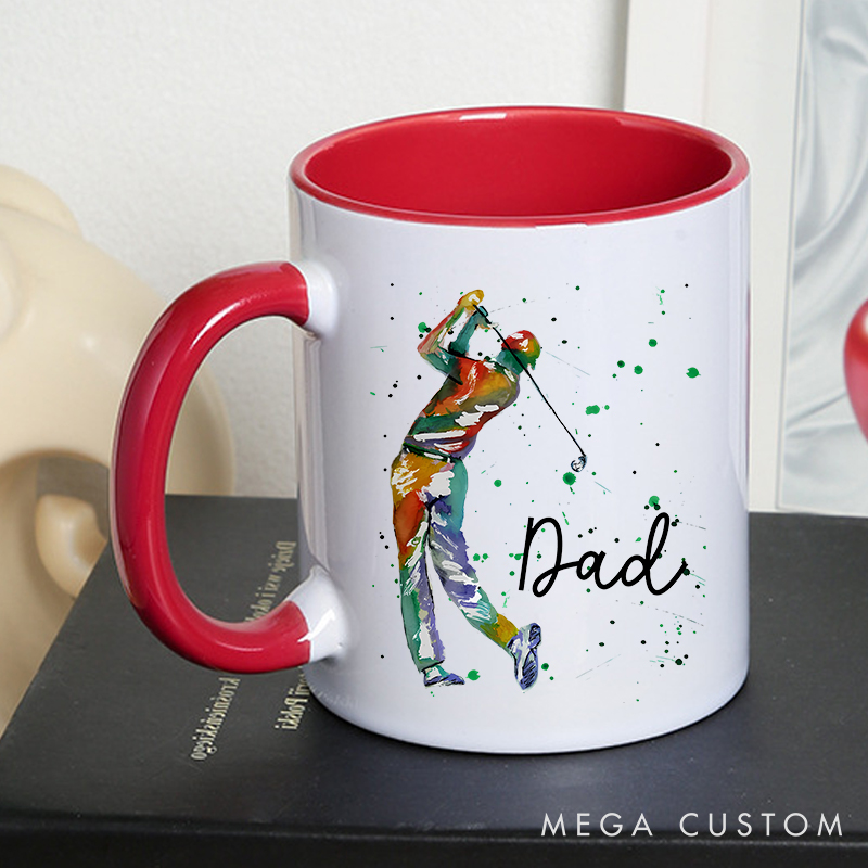 Personalized Golf Mug with Customizable Title Durable Ceramic and Two Tone Handle Perfect Gift for Golf Enthusiasts