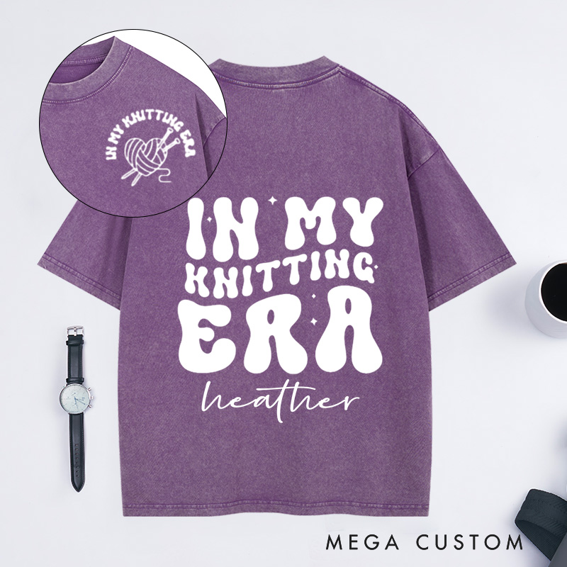 Personalized In My Knitting Era Washed T-Shirts Knitting Shirt Cute Knitting T-Shirt Knitting Gift Love to Knit Knitting Lover Shirt Knitter Tee