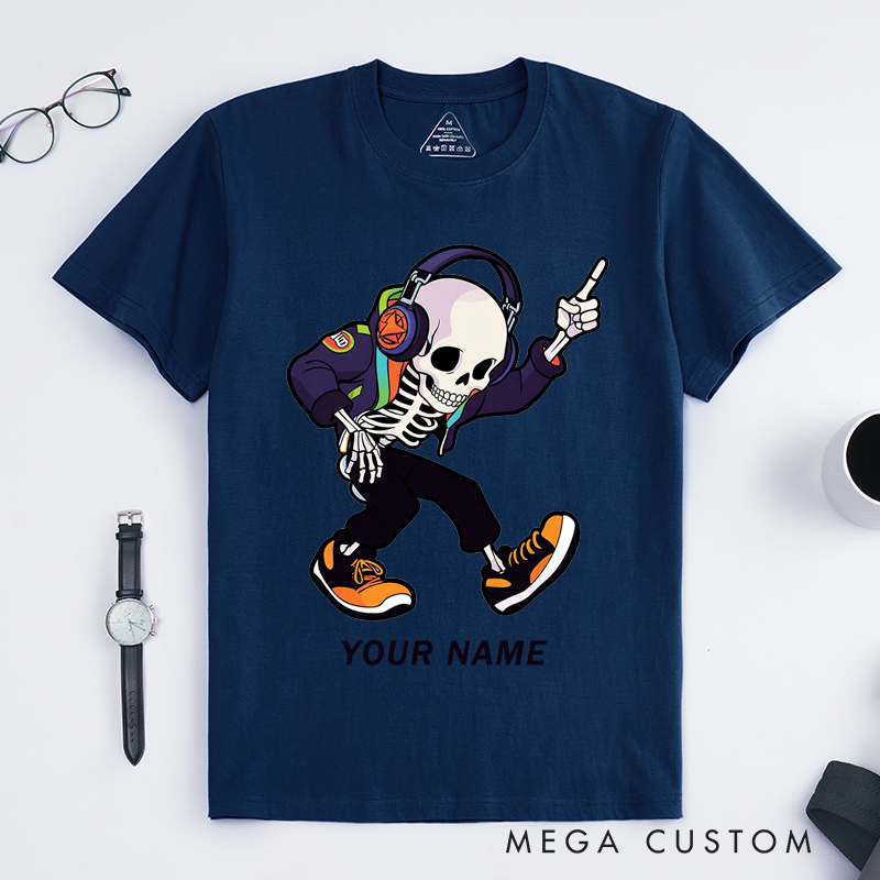 Personalized Skeleton Dancing T-Shirts Cool Hip Hop Street Style Custom Name Gift for Dance Lovers Unique Dance Outfit for Men Teen Boys
