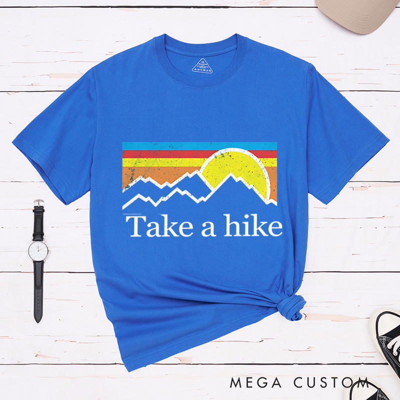 Personalized Take a Hike Adventur T-Shirt  Sunset Mountain Hiking Camping Nature Lover Shirt Gift for Travel Friend