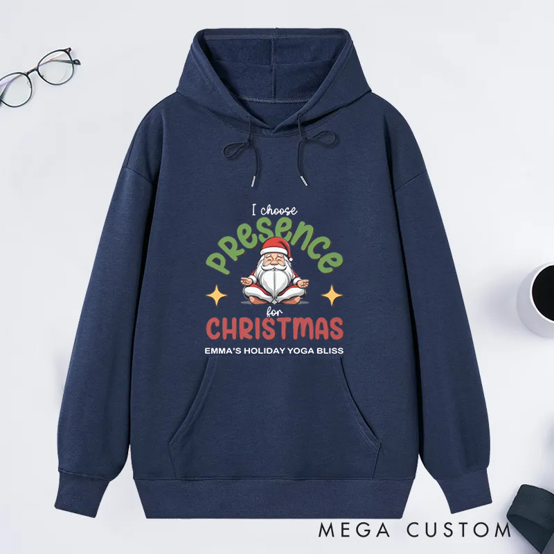 Personalized Christmas Classic Hoodie with Santa Yoga Design Custom Name Gift Idea for Yoga Lover