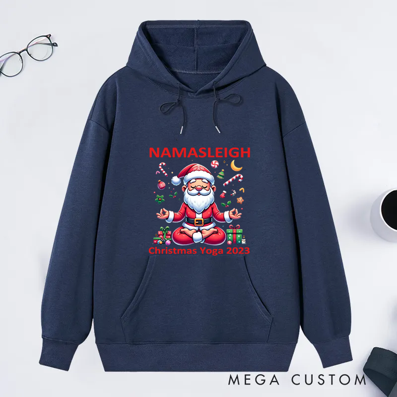 [Copy]Personalized Christmas Classic Hoodie with Cute Meditating Reindeer Design Custom Name Gift Idea for Yoga Lover