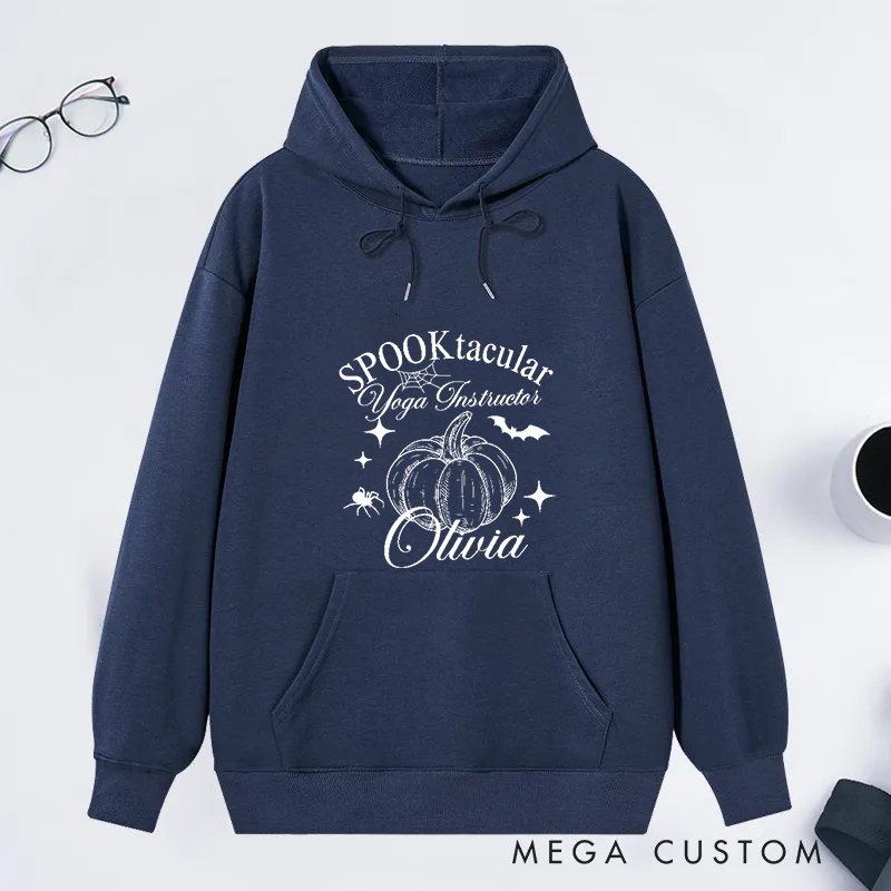 Personalized Halloween Classic Hoodie with Spooktacular Yoga Instructor Design Custom Name Gift Idea for Yoga Lover