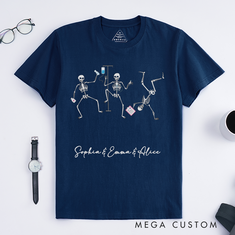 Personalized Skeleton Doctor Dance T-Shirts Custom Name Gift for Dance Lover Present for Friends and Family