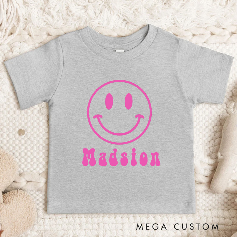 Personalized Youth Neon Happy Face Kids T-Shirt Kids Gift
