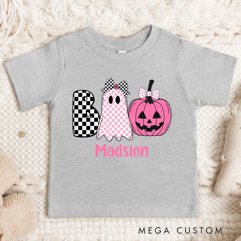 Personalized Halloween Girls T-Shirt Boo Toddler Kids T-Shirt Funny Halloween Gift