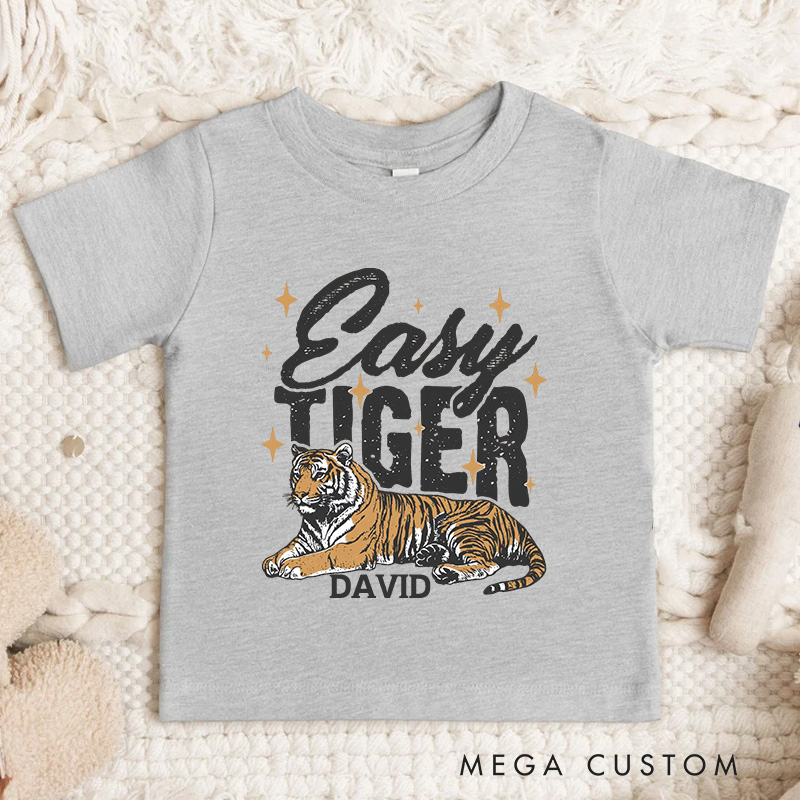 Personalized Retro Easy Tiger Kids T-Shirt Kids Funny Animal Tee