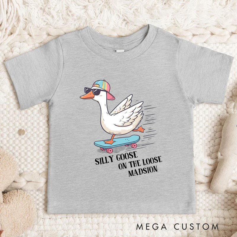Personalized Silly Goose On The Loose Toddler T-Shirt Funny Goose Kids Gift