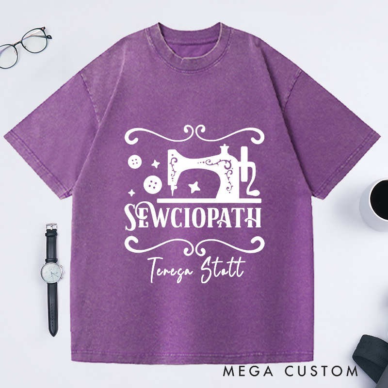Personalized Sewciopath Washed T-Shirts Sewing Gifts for Mom Tailor Shirt Sewing T-Shirt Gift for Sewers