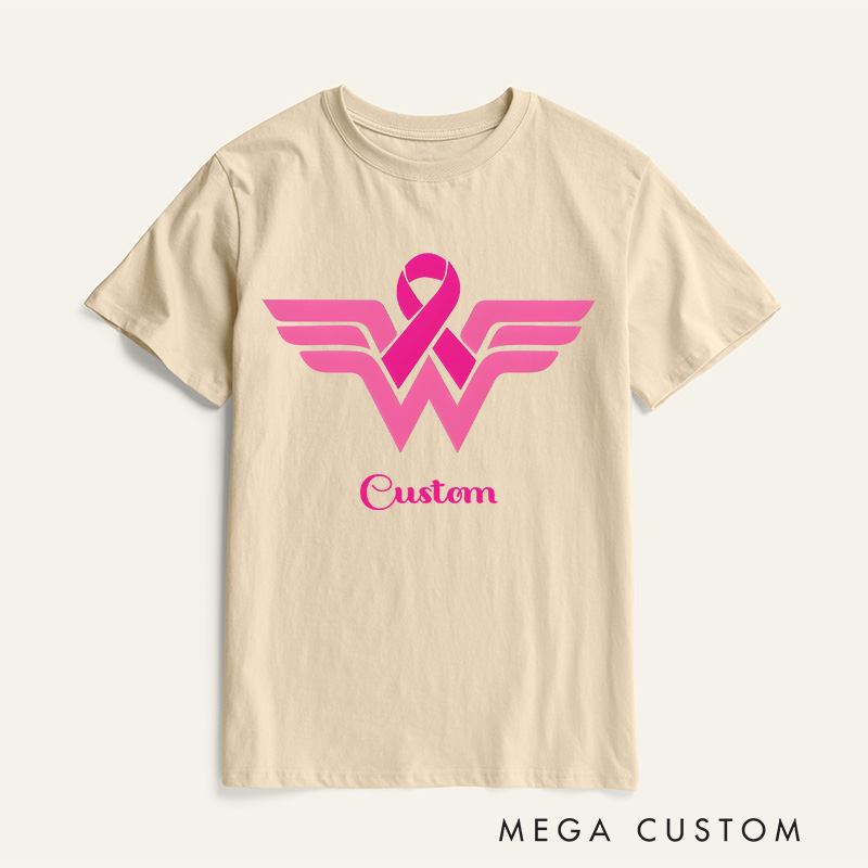 Personalized Breast Cancer Awareness Pink Ribbon T-Shirt Cancer Survivor Gift