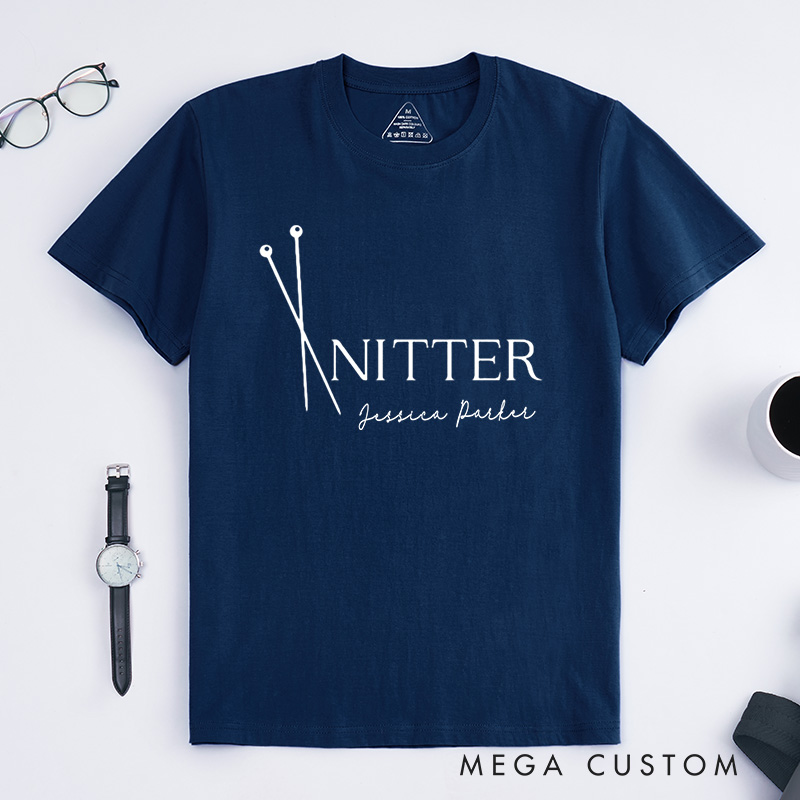 Personalized Knitter Needles Classic T-Shirts Knitting Shirt Knit T-Shirt Yarn Lover Graphic Tee