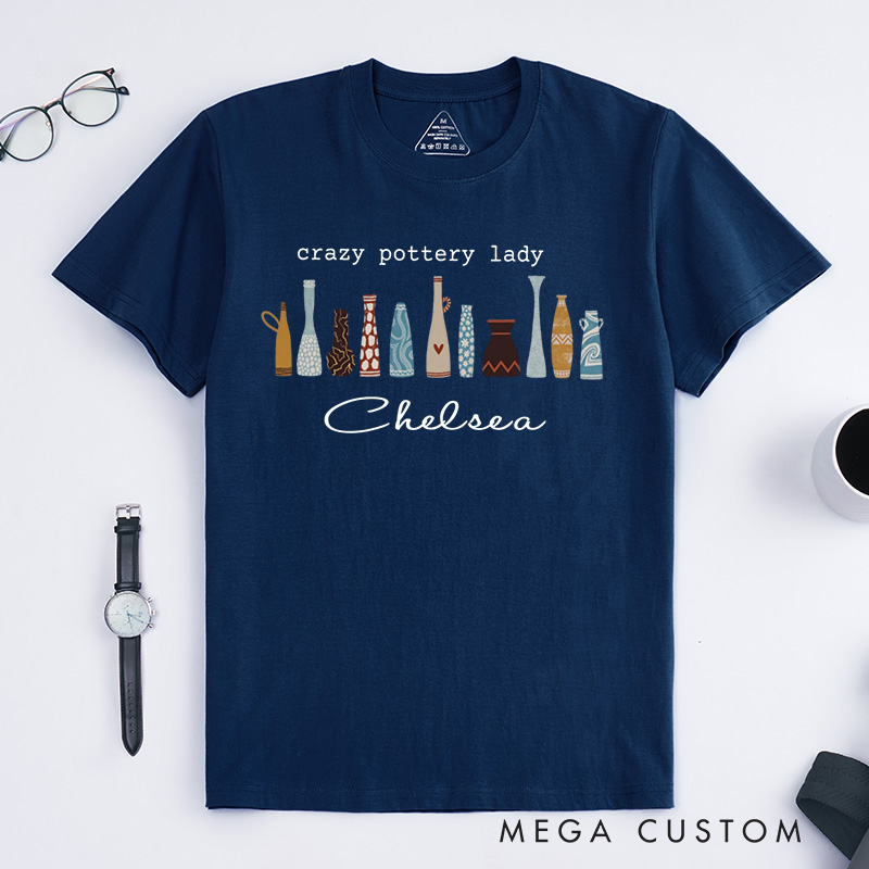Personalized Crazy Pottery Lady Boho Pottery Classic T-Shirts Handmade Ceramics Lover Tee Artistic Clay Vase Shirt Pottery Maker Aesthetic Gift