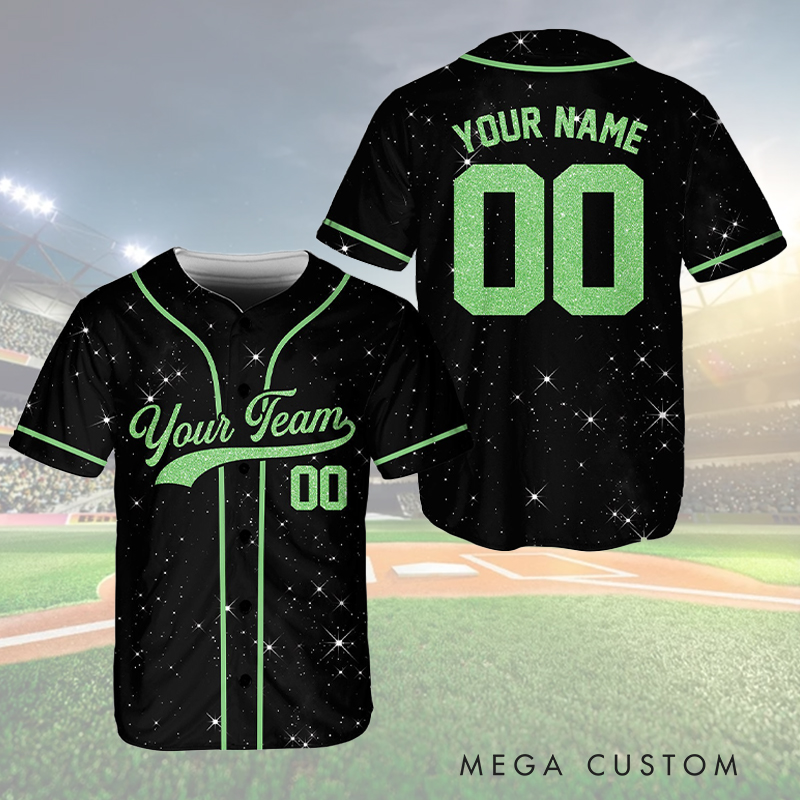 Personalized Glitter Baseball Jersey with Custom Team Name and Number  