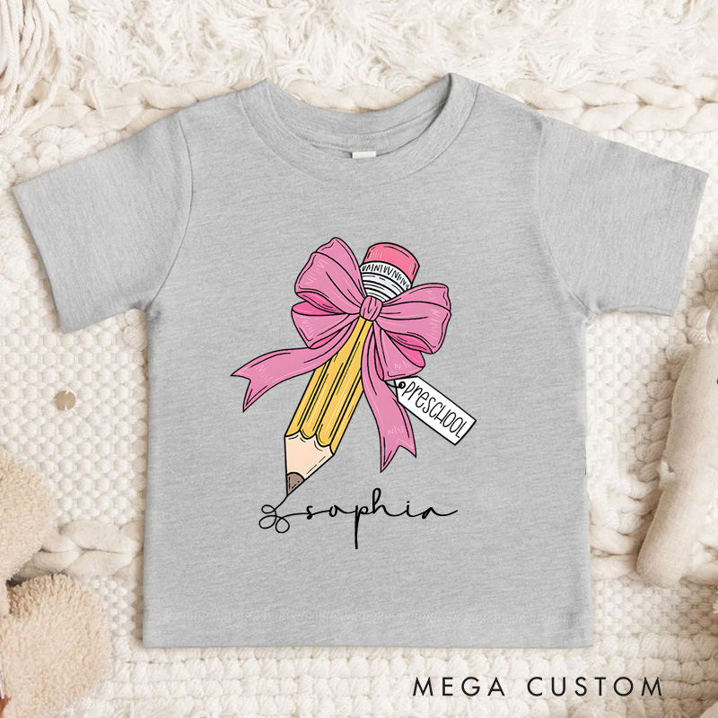 Personalized Girls Back to School Kids T-Shirt First Day of School Tee