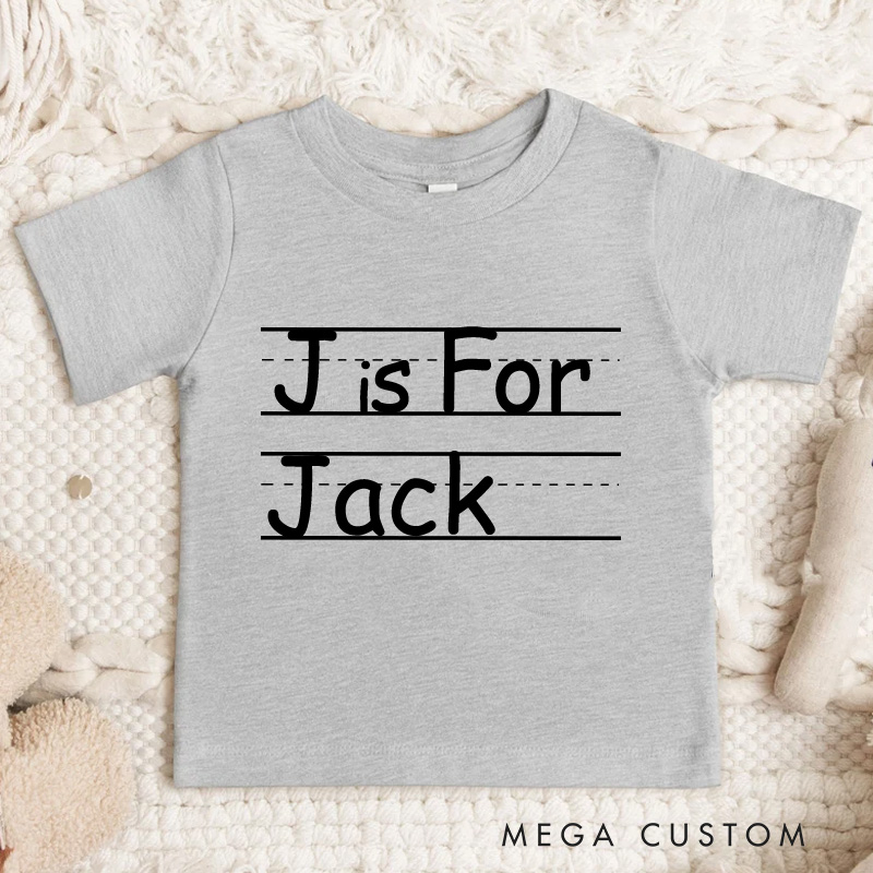 Personalized A is for Alphabet Name Shirt First Day of School Tee for Kids Toddler and Youth Back to School Outfit with Name