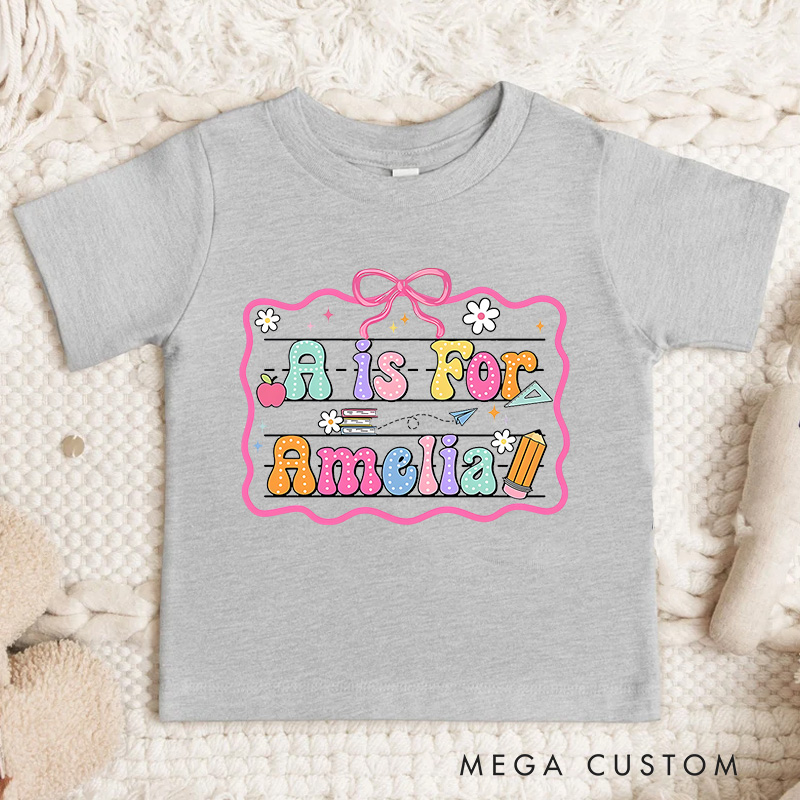 Personalized Back to School Kids T-Shirt Cute Kindergarten Shirt First Day Of School T-Shirt School Toddler Gift