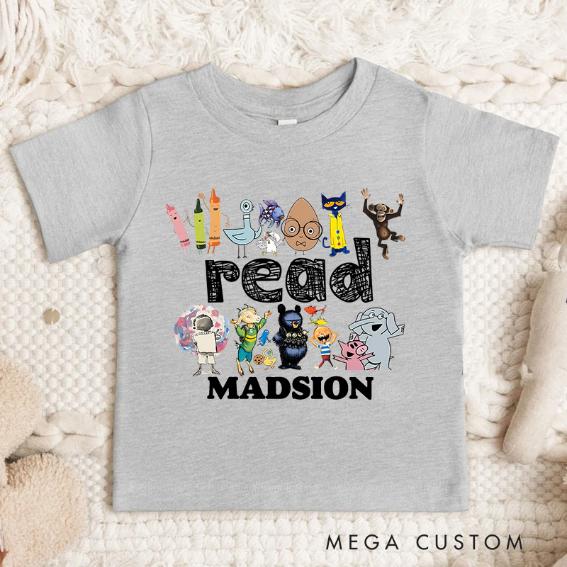 Personalized Read Children Books T-Shirt Kindergarten Gift 