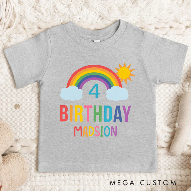 Personalized Modern Rainbow Sky Girls Birthday Party T-Shirt