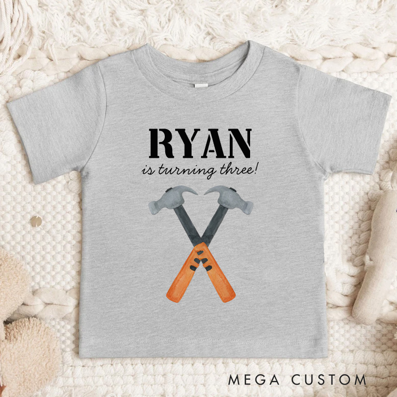 Personalized Boys Construction Builder Birthday Boy T-Shirt