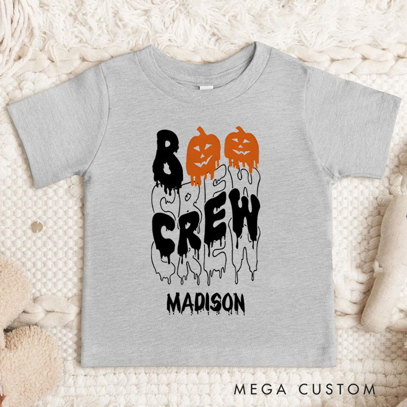 Personalized Boo Crew Halloween Shirt for Kids Perfect for Group Celebrations and Fun During the Halloween Season Kids T-Shirt
